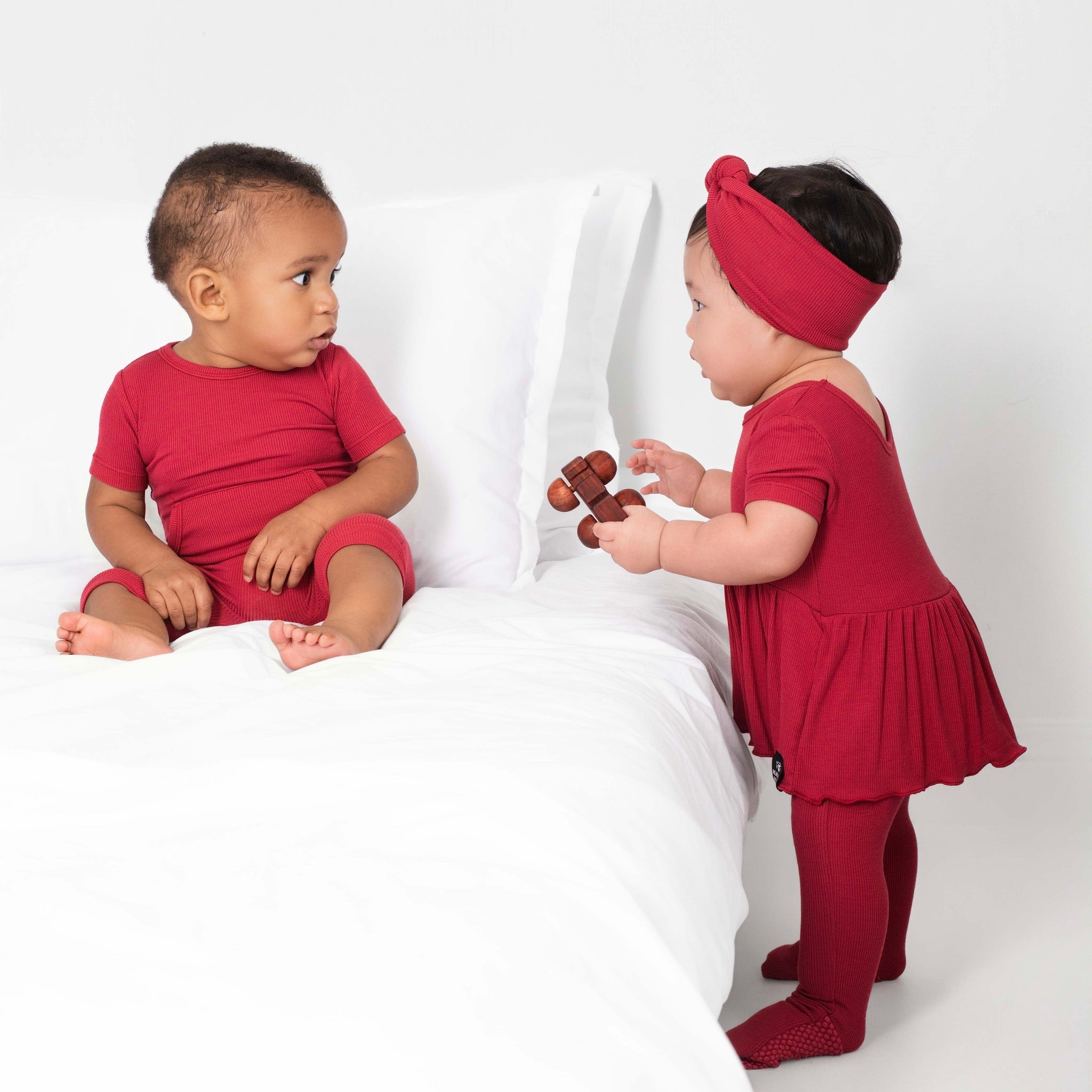 Reversible Opening Ready Set Romper® Twirl in Ribbed Crimson