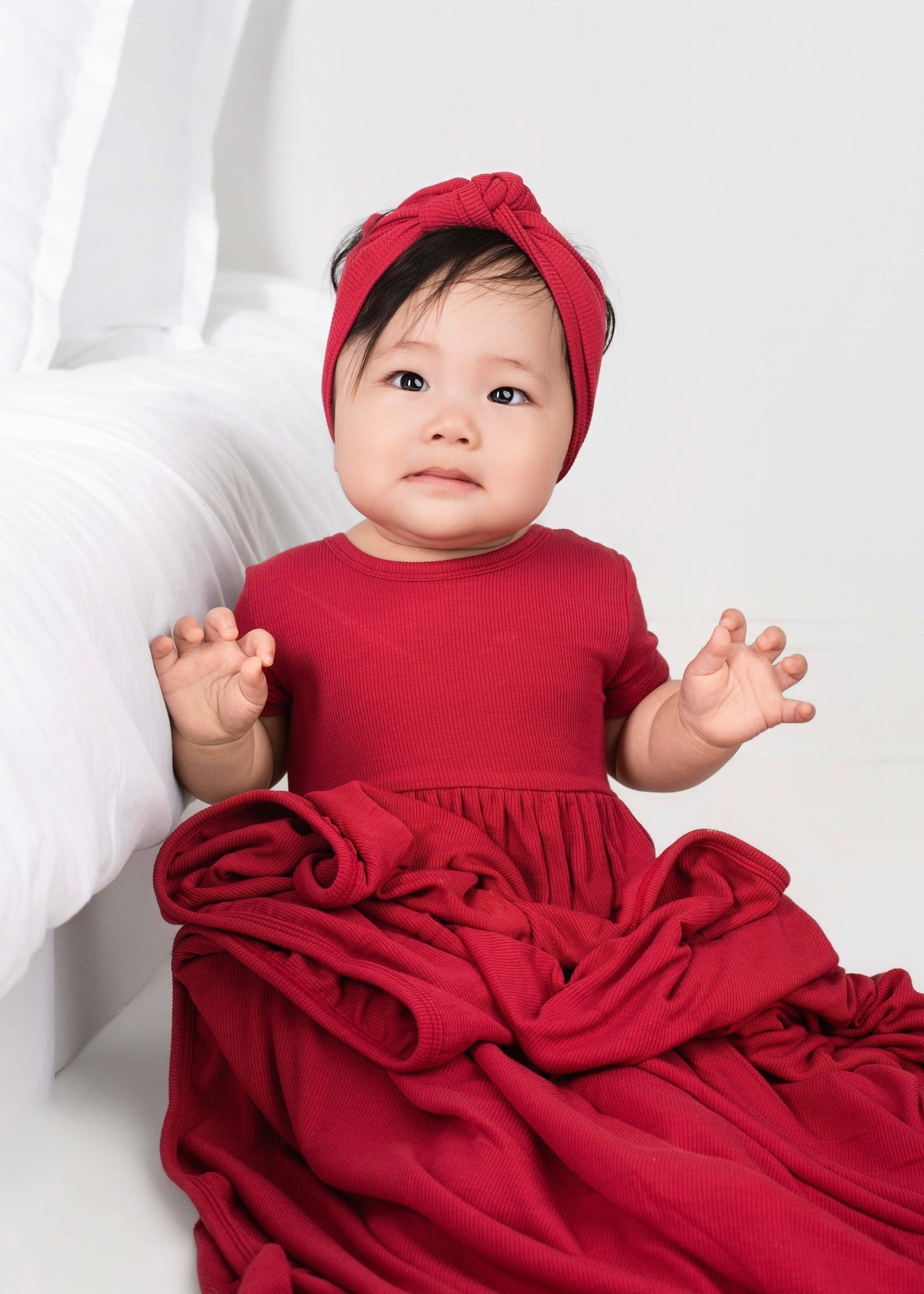 Reversible Opening Ready Set Romper® Twirl in Ribbed Crimson