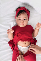 Reversible Opening Ready Set Romper® Twirl in Ribbed Crimson