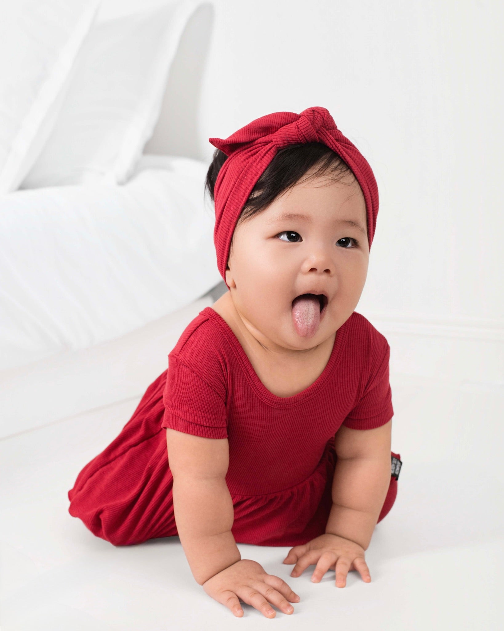 Reversible Opening Ready Set Romper® Twirl in Ribbed Crimson