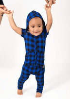 Front Opening Ready Set Romper® ZIP-IT! in Blue Buffalo Plaid