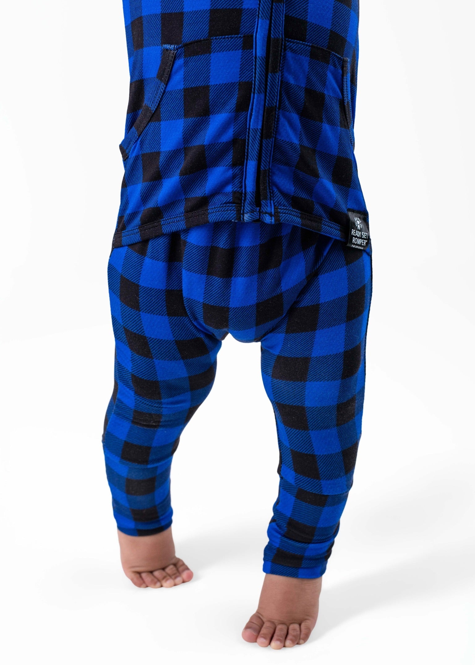 Front Opening Ready Set Romper® ZIP-IT! in Blue Buffalo Plaid