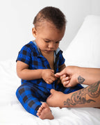 Front Opening Ready Set Romper® ZIP-IT! in Blue Buffalo Plaid