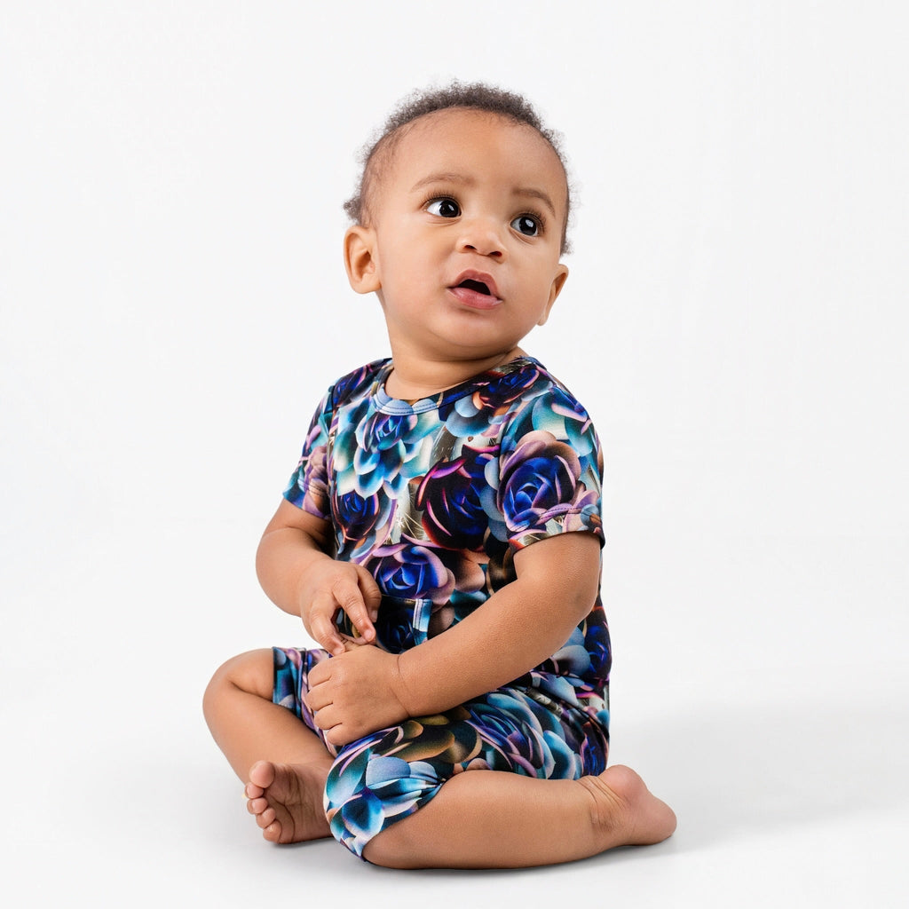 Front Opening Ready Set Romper® Shortie in Electric Garden