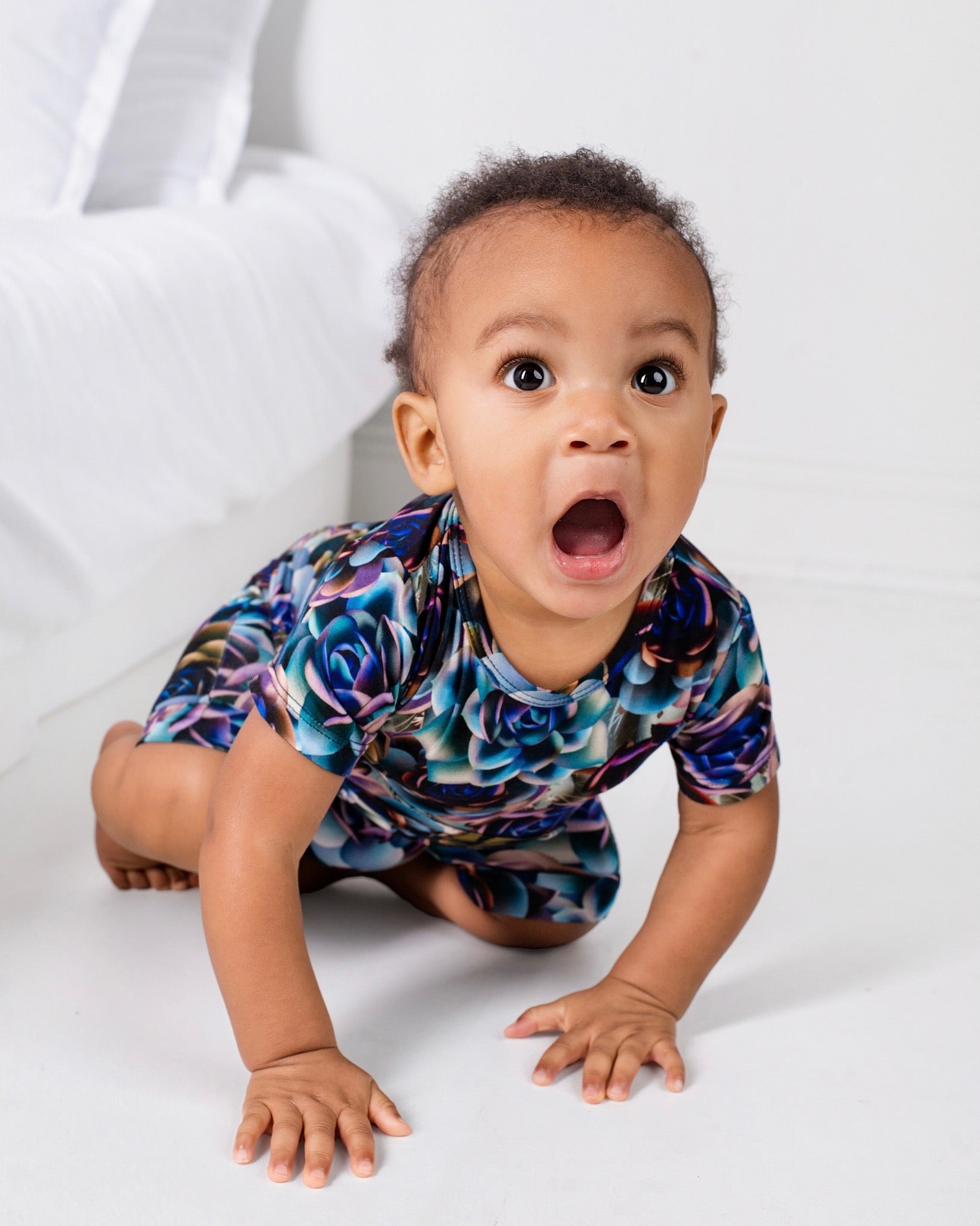 Front Opening Ready Set Romper® Shortie in Electric Garden