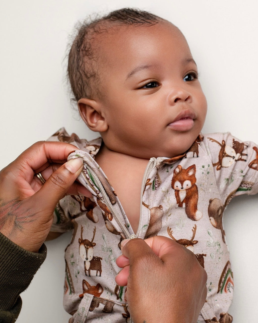 Front Opening Ready Set Romper® ZIP-IT! in Woodland Animals