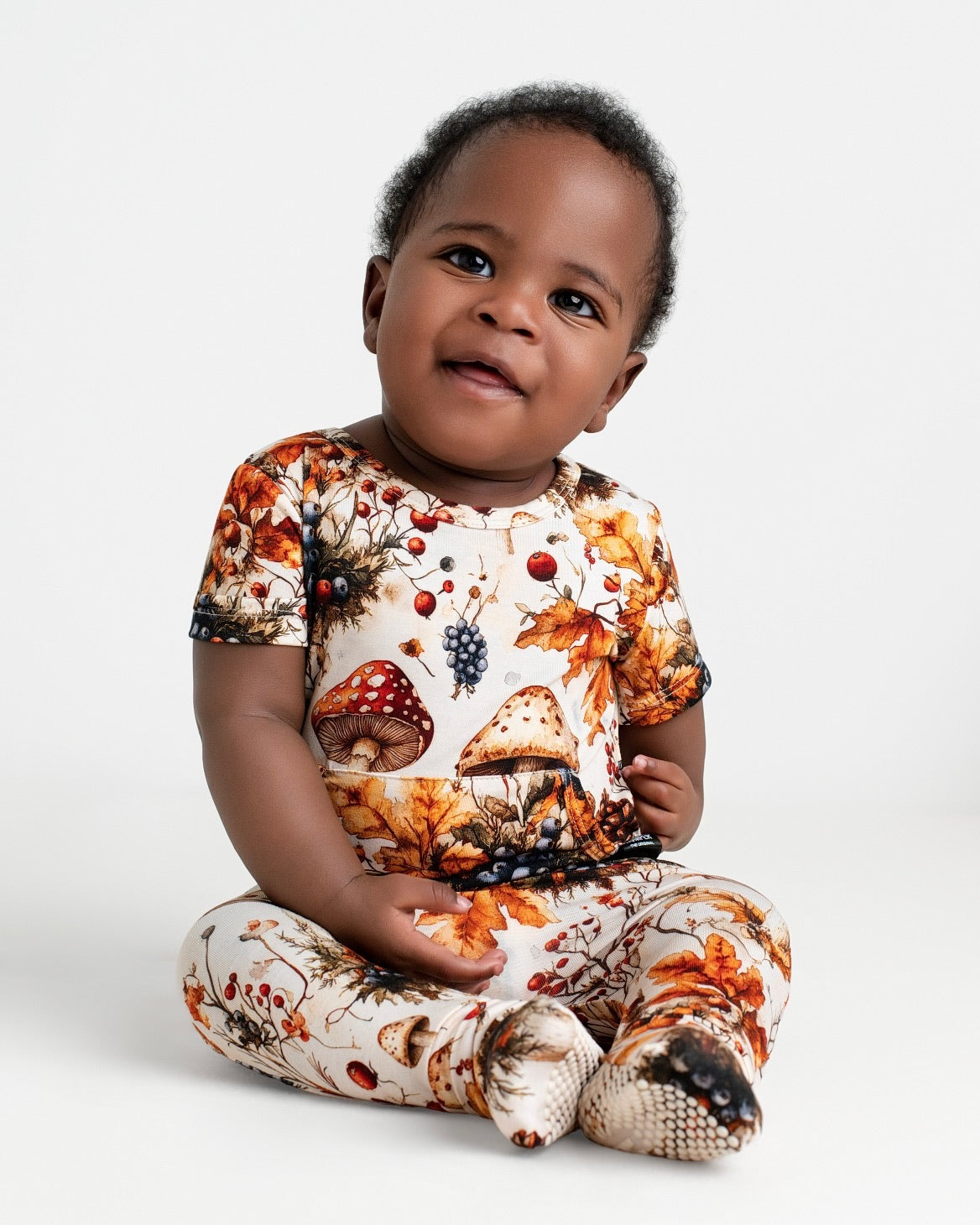 Front Opening Ready Set Romper® in Mushrooms