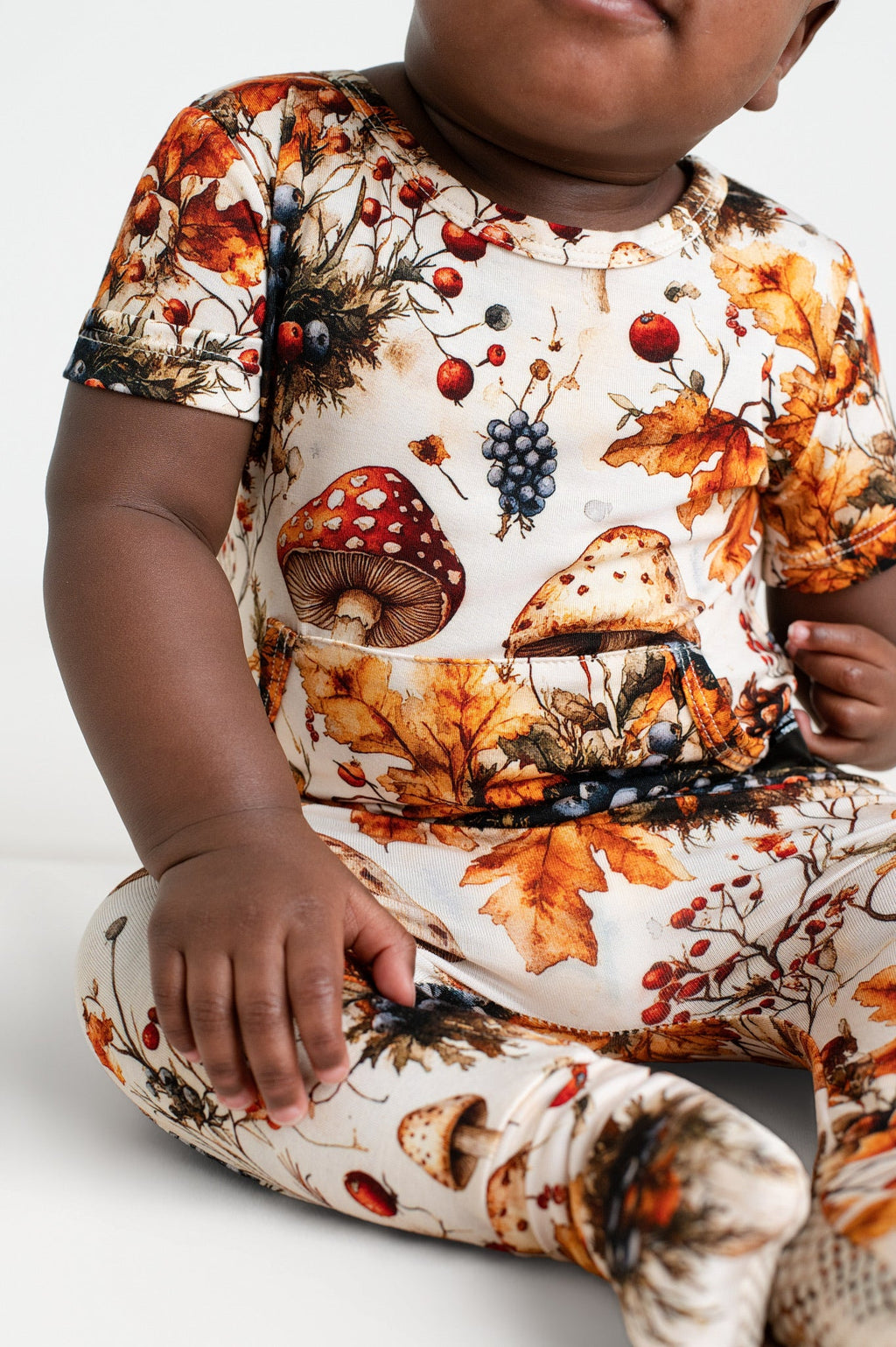 Front Opening Ready Set Romper® in Mushrooms