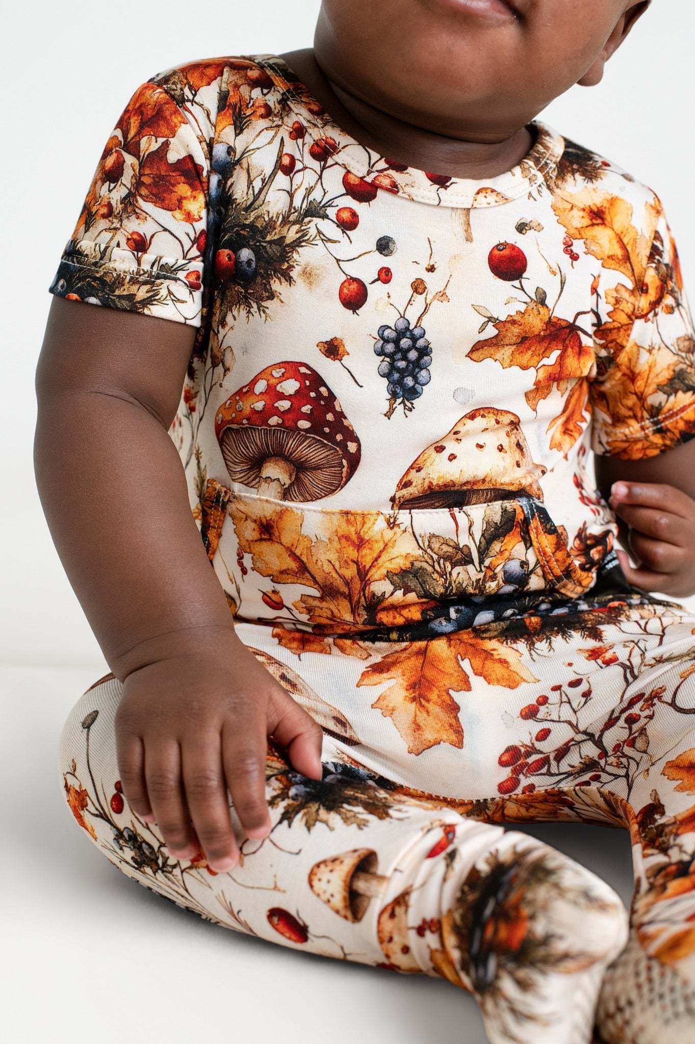 Front Opening Ready Set Romper® in Mushrooms