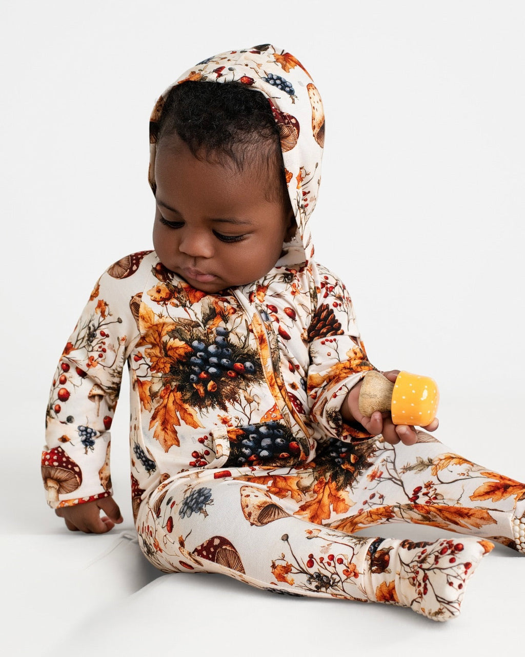 Front Opening Ready Set Romper® ZIP-IT! in Mushrooms