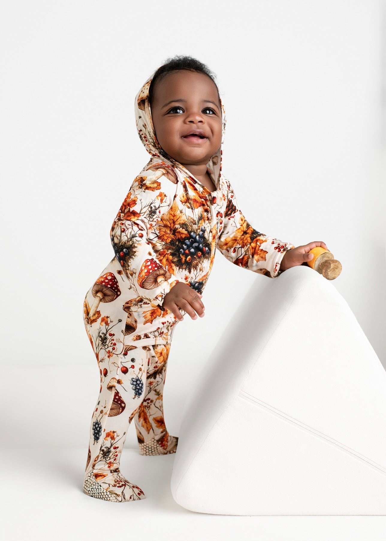 Front Opening Ready Set Romper® ZIP-IT! in Mushrooms