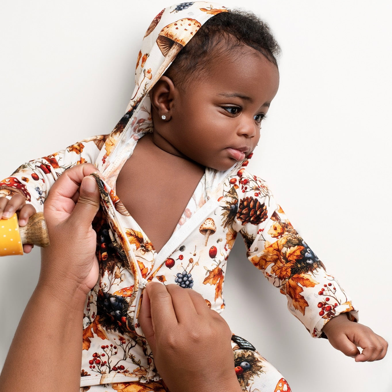 Front Opening Ready Set Romper® ZIP-IT! in Mushrooms