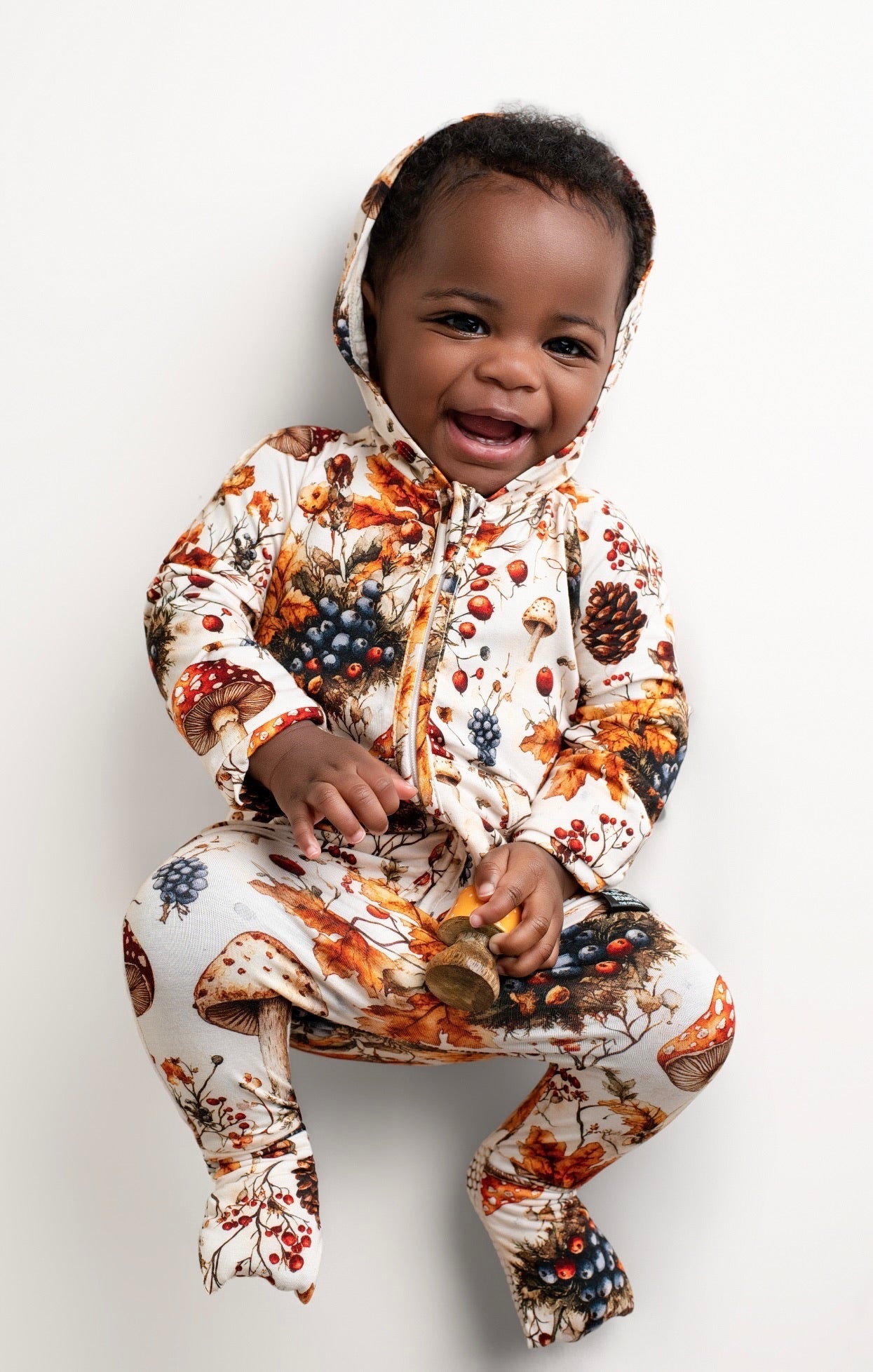 Front Opening Ready Set Romper® ZIP-IT! in Mushrooms
