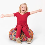 Reversible Opening Ready Set Romper® Twirl in Ribbed Crimson