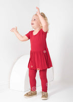 Reversible Opening Ready Set Romper® Twirl in Ribbed Crimson