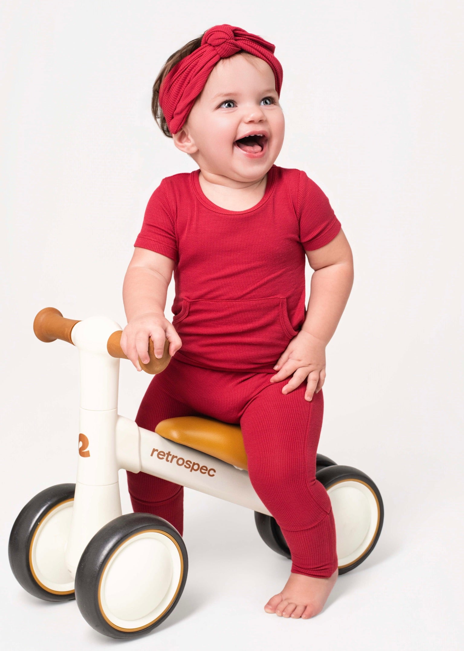 Front Opening Ready Set Romper® in Ribbed Crimson