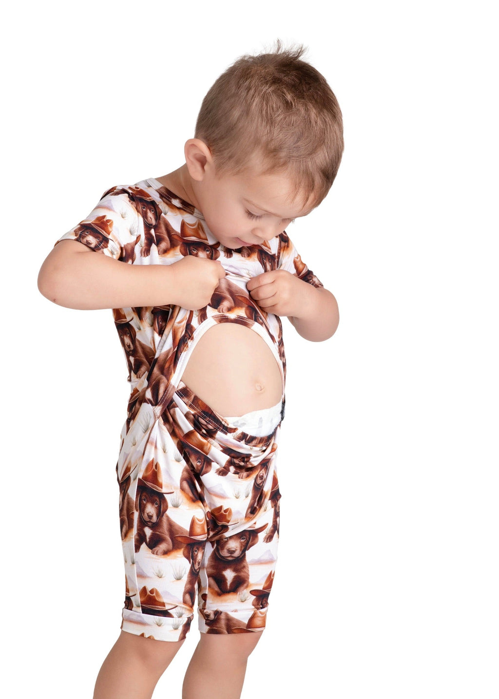 Front Opening Ready Set Romper® Shortie in Old Yellerstone