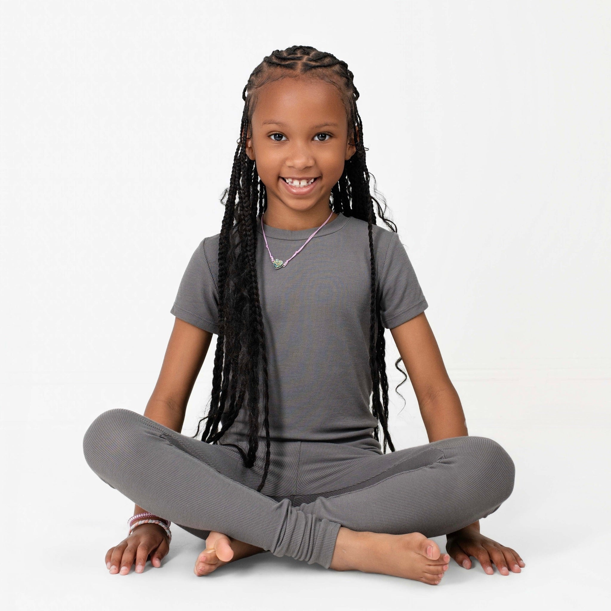 2 pc Loungewear Set in Ribbed Stormy