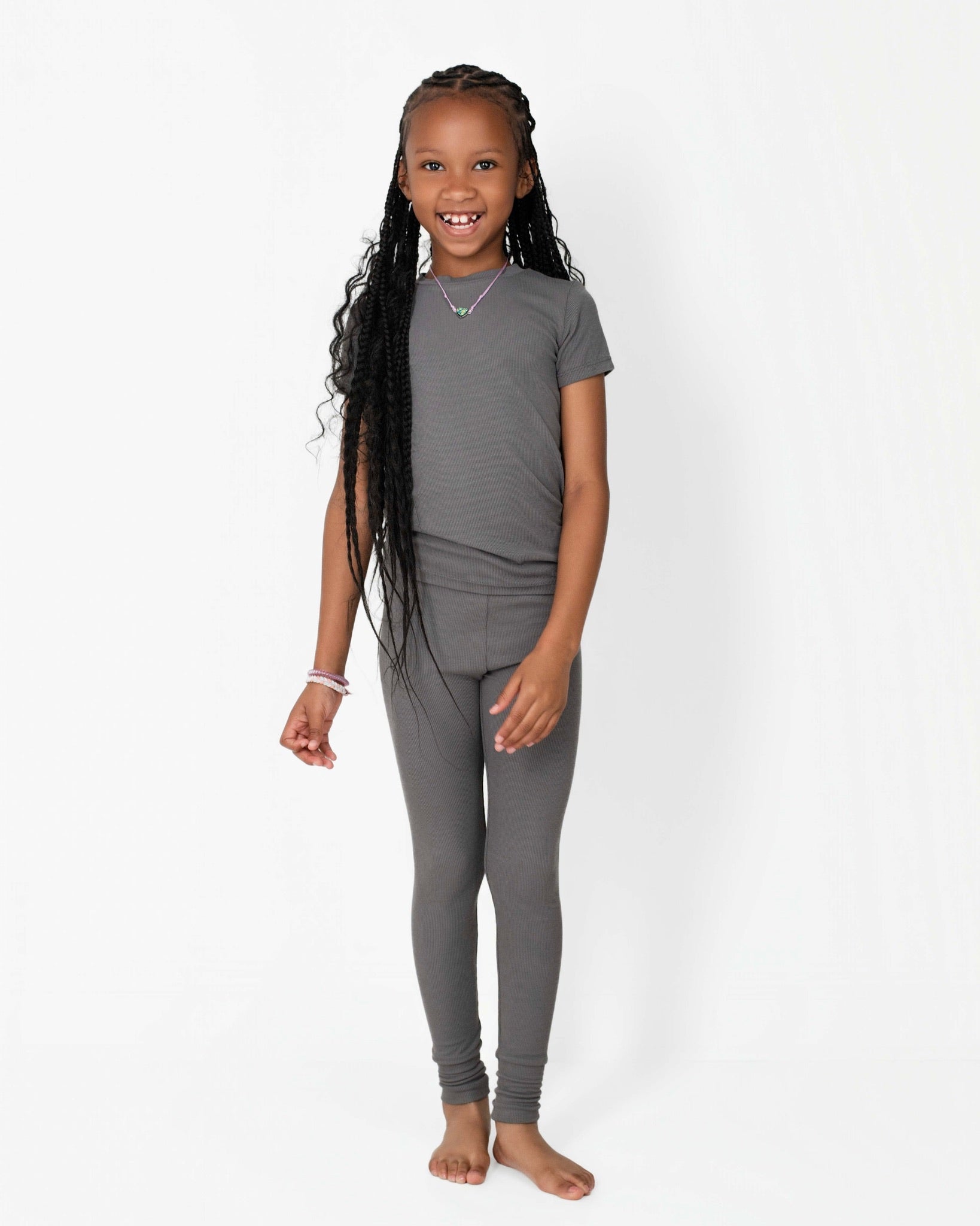2 pc Loungewear Set in Ribbed Stormy