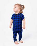Front Opening Ready Set Romper® ZIP-IT! in Blue Buffalo Plaid
