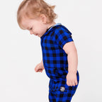 Front Opening Ready Set Romper® ZIP-IT! in Blue Buffalo Plaid