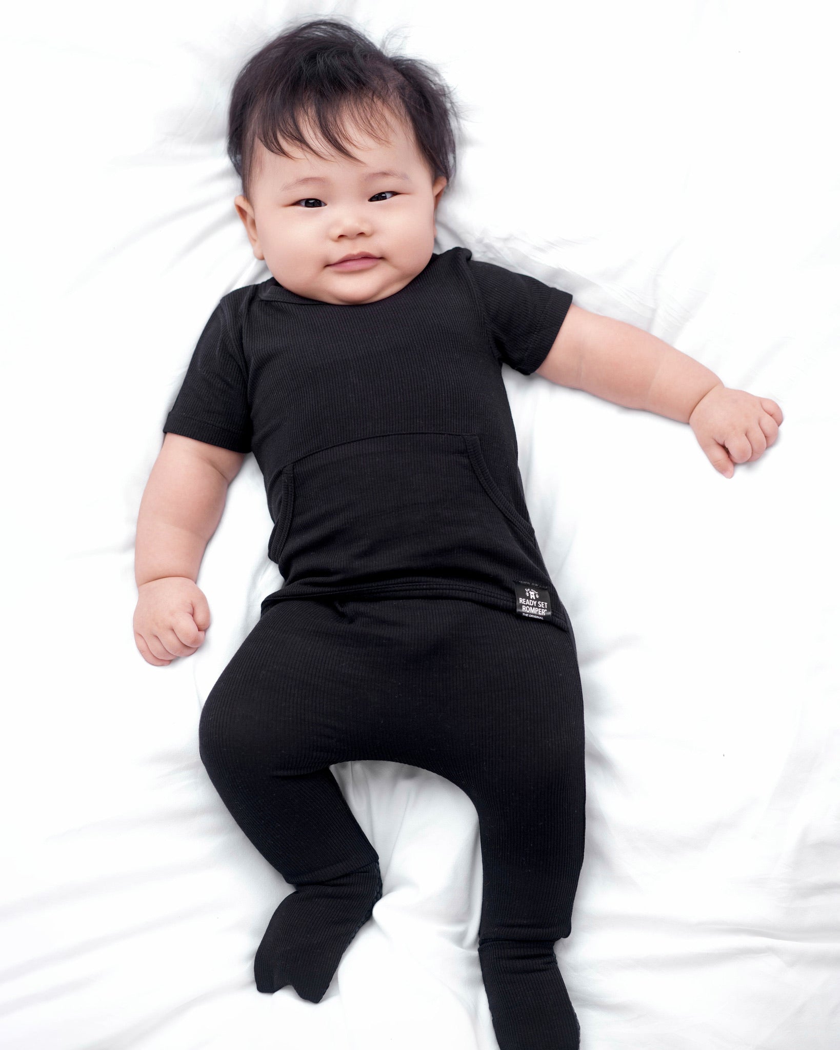 Front Opening Ready Set Romper® in Ribbed Essential Midnight