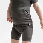 Front Opening Ready Set Romper® Shortie in Ribbed Stormy