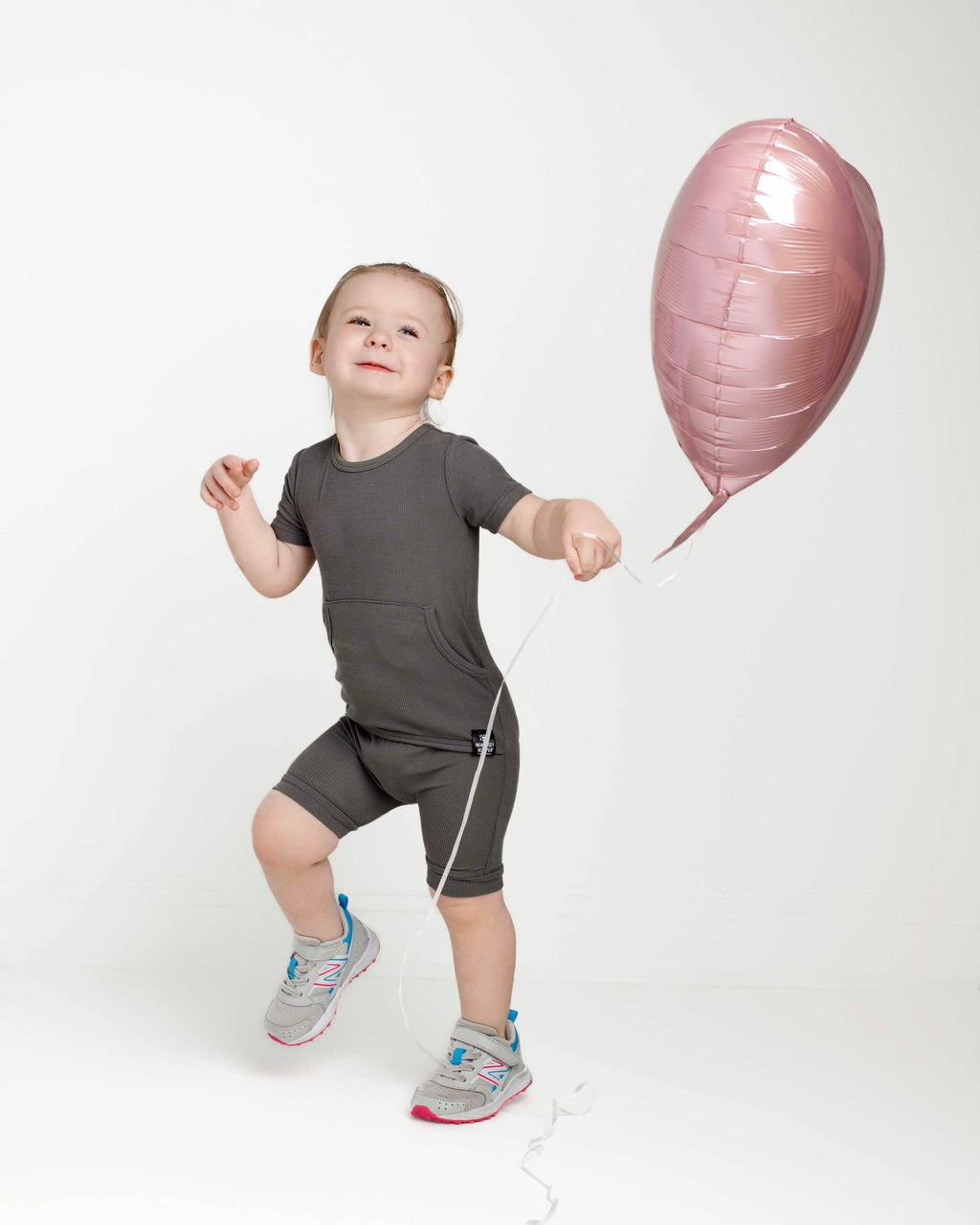 Front Opening Ready Set Romper® Shortie in Ribbed Stormy