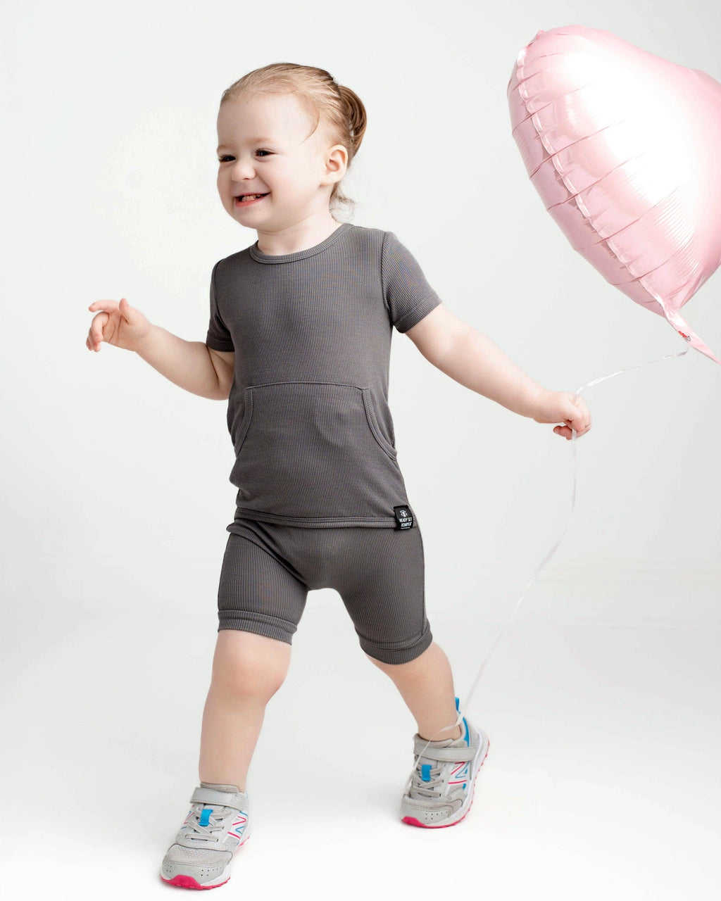 Front Opening Ready Set Romper® Shortie in Ribbed Stormy