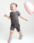 Front Opening Ready Set Romper® Shortie in Ribbed Stormy