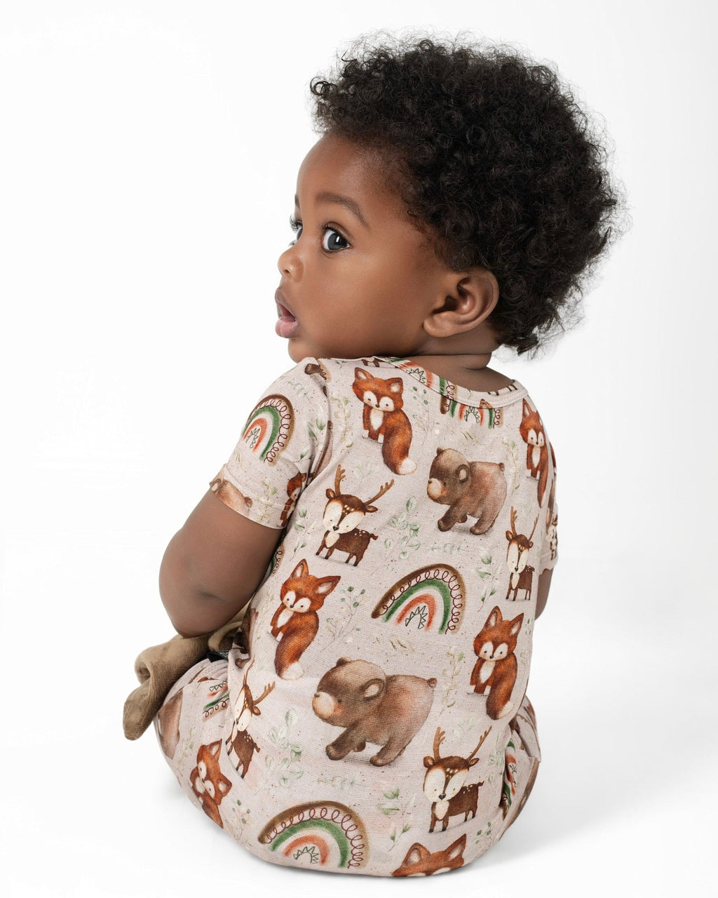 Front Opening Ready Set Romper® Shortie in Woodland Animals