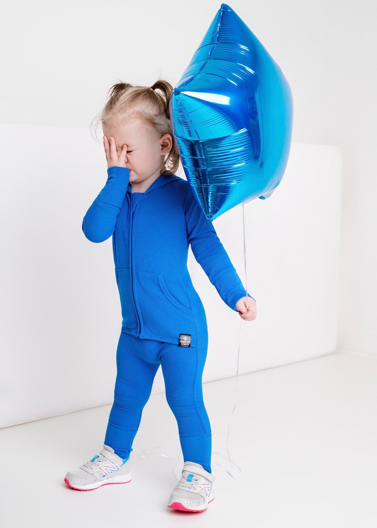 Front Opening Ready Set Romper® ZIP-IT! in Ribbed Sapphire