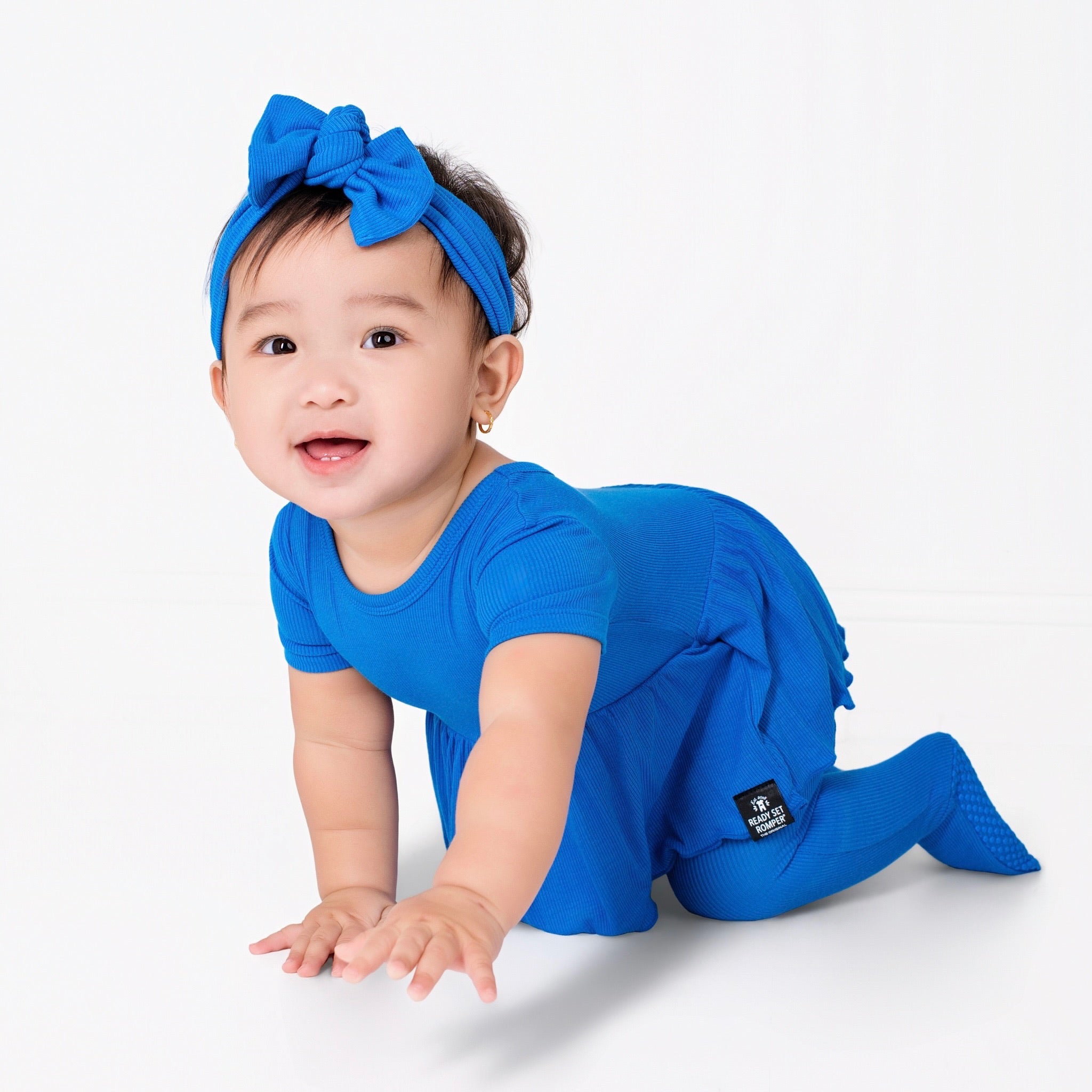 Reversible Opening Ready Set Romper® Twirl in Ribbed Sapphire