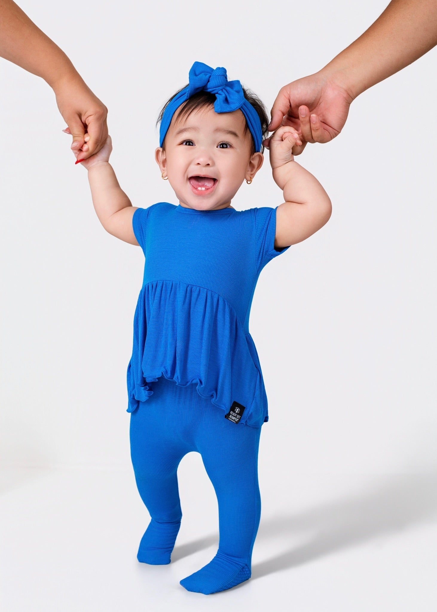 Reversible Opening Ready Set Romper® Twirl in Ribbed Sapphire