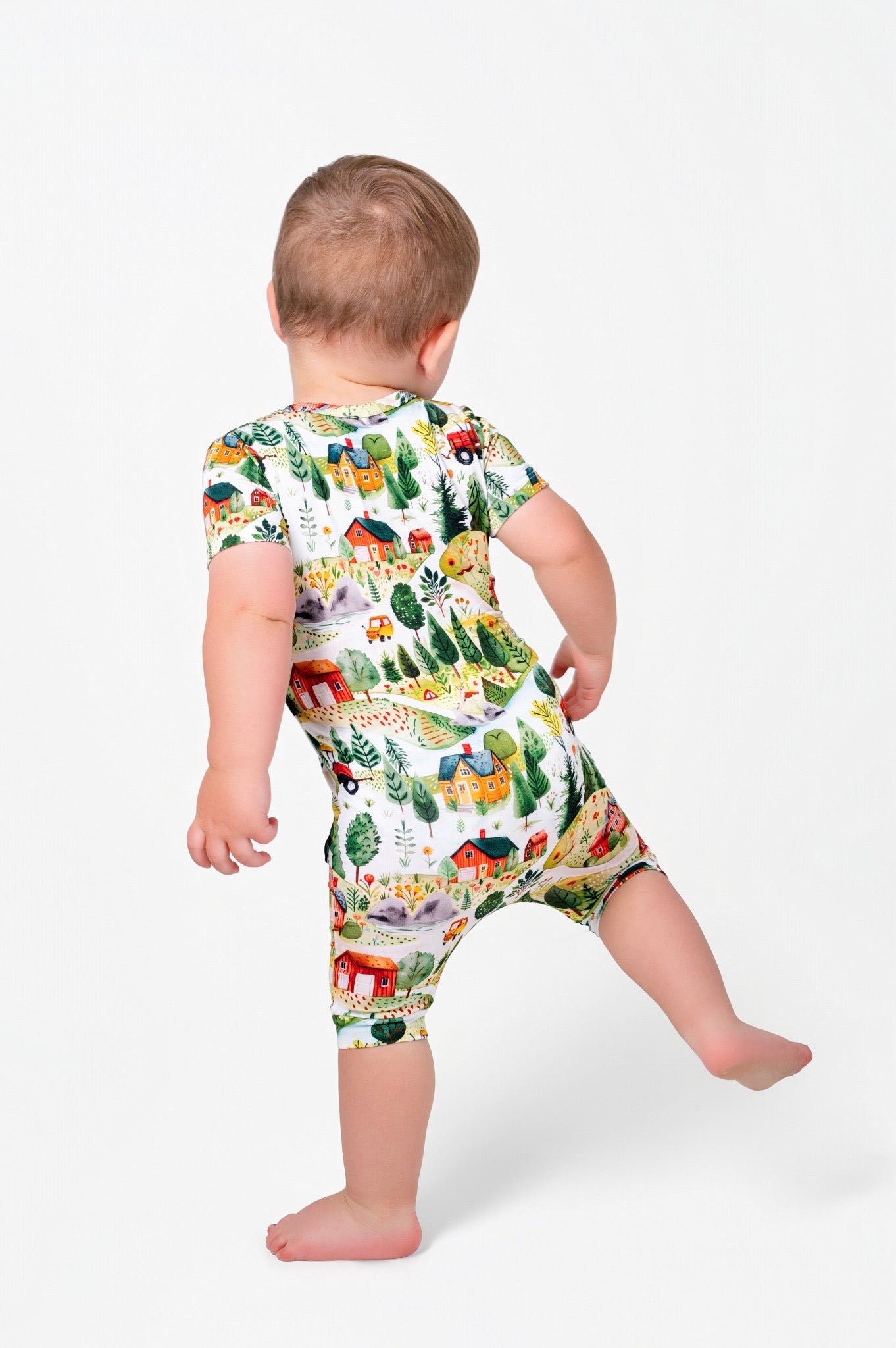 Front Opening Ready Set Romper® Shortie in Farmland