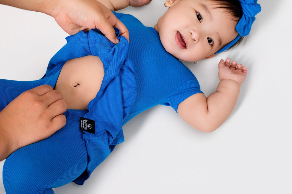 Reversible Opening Ready Set Romper® Twirl in Ribbed Sapphire
