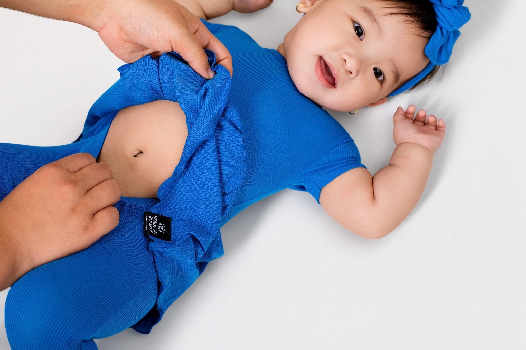 Reversible Opening Ready Set Romper® Twirl in Ribbed Sapphire