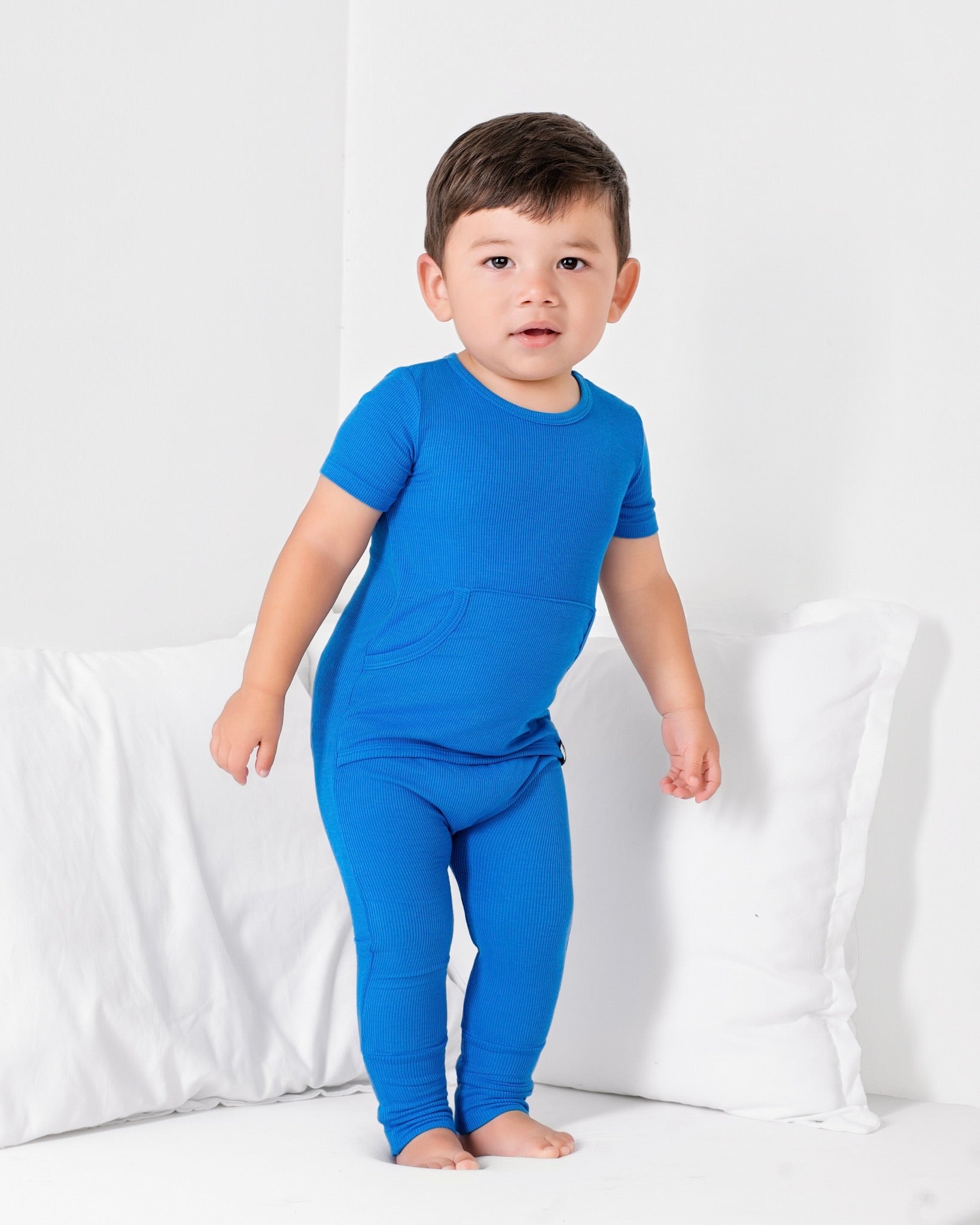Front Opening Ready Set Romper® in Ribbed Sapphire