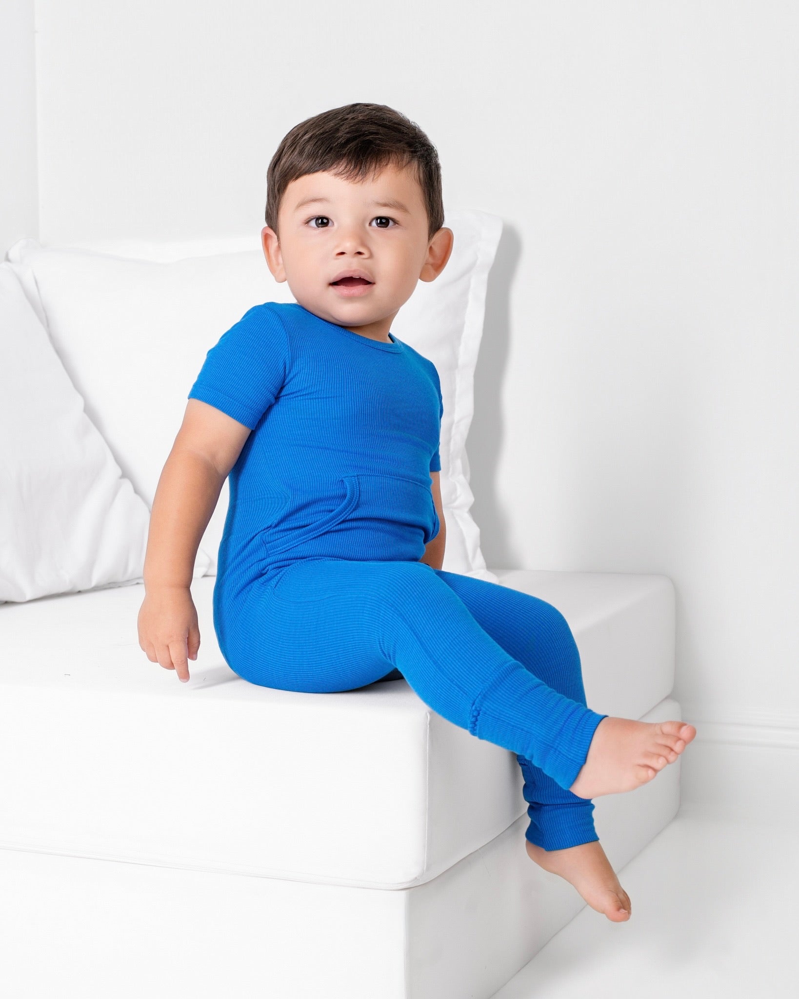 Front Opening Ready Set Romper® in Ribbed Sapphire