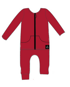 Front Opening Ready Set Romper® ZIP-IT! in Ribbed Crimson
