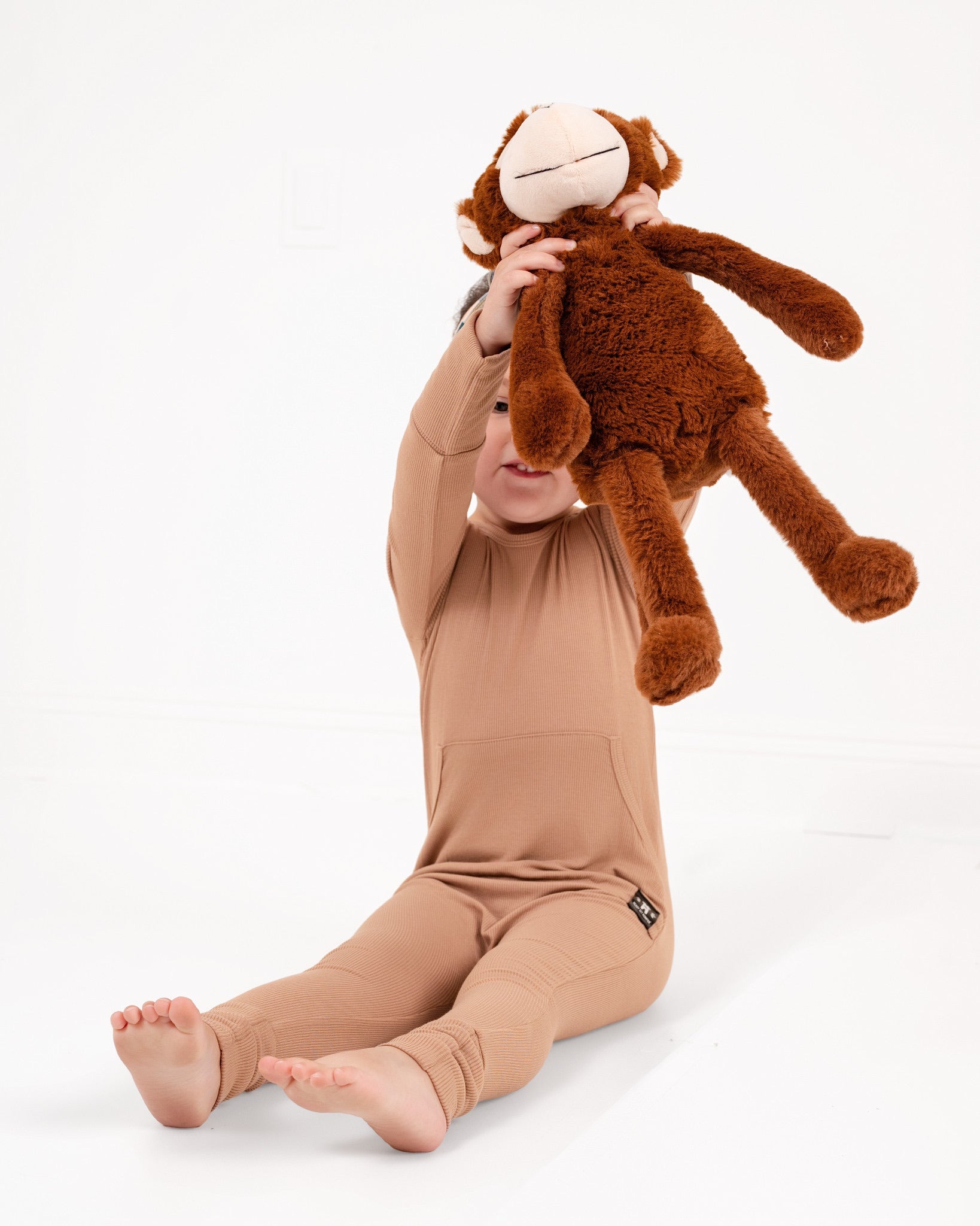Front Opening Ready Set Romper® in Ribbed Caramel