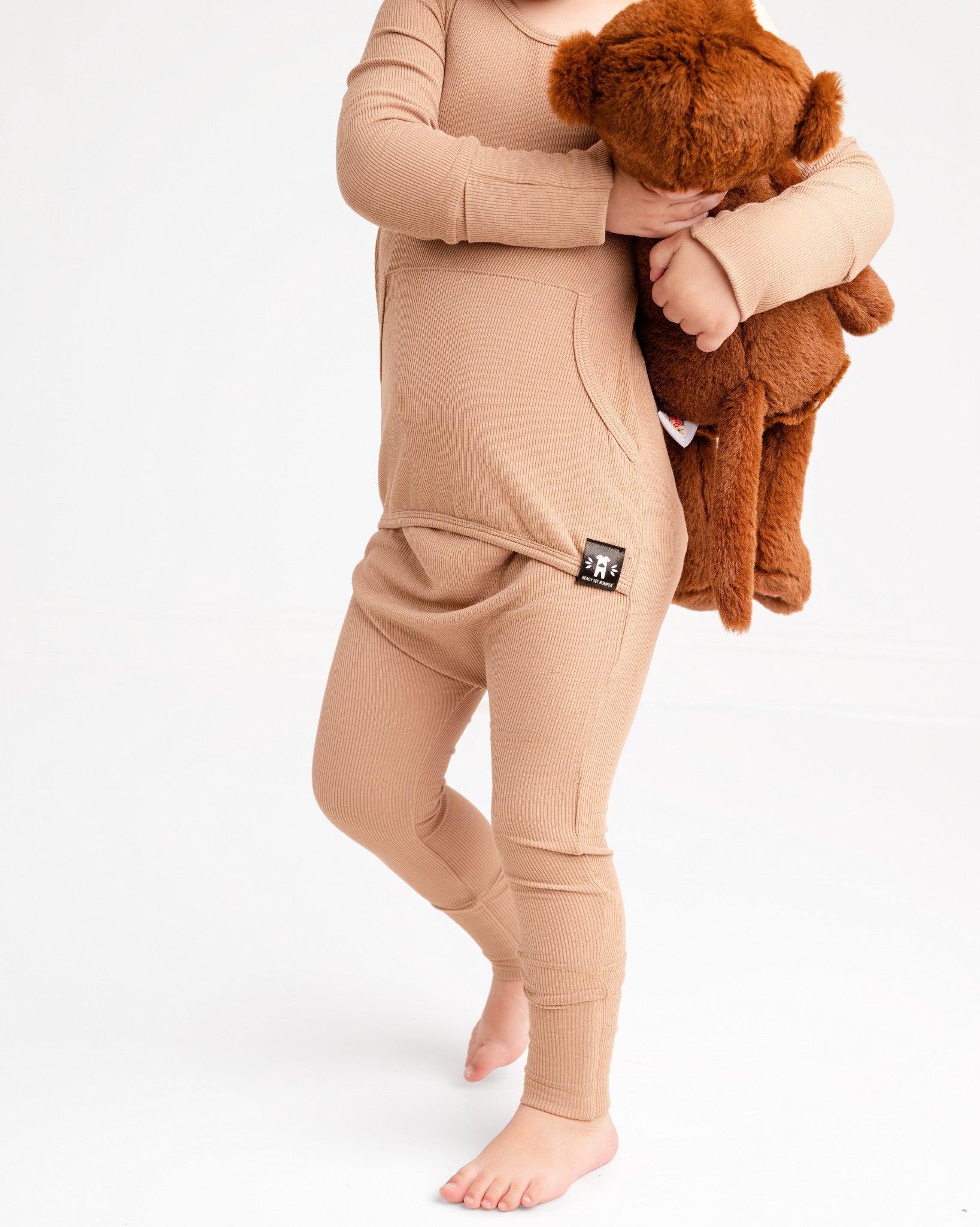 Front Opening Ready Set Romper® in Ribbed Caramel