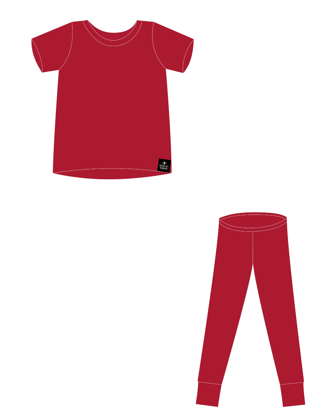 2 pc Loungewear Set in Ribbed Crimson