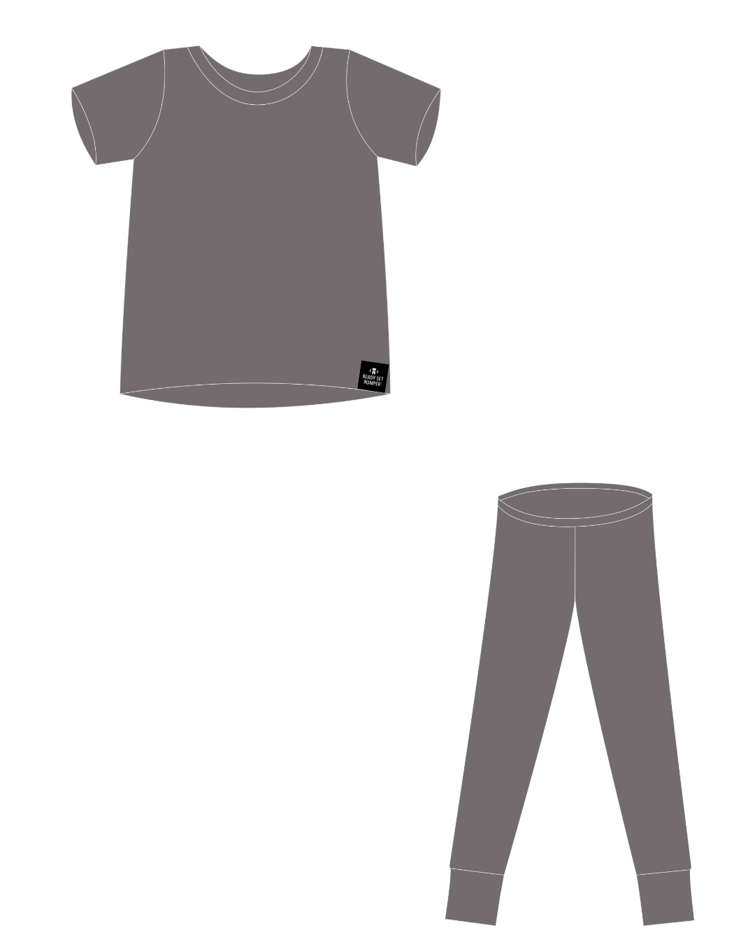 2 pc Loungewear Set in Ribbed Stormy