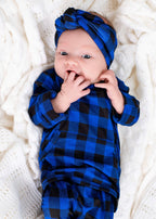 Front Opening Ready Set Romper® in Blue Buffalo Plaid