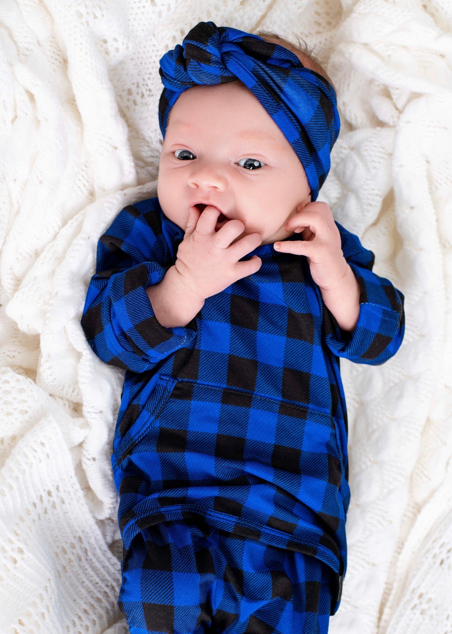 Front Opening Ready Set Romper® in Blue Buffalo Plaid