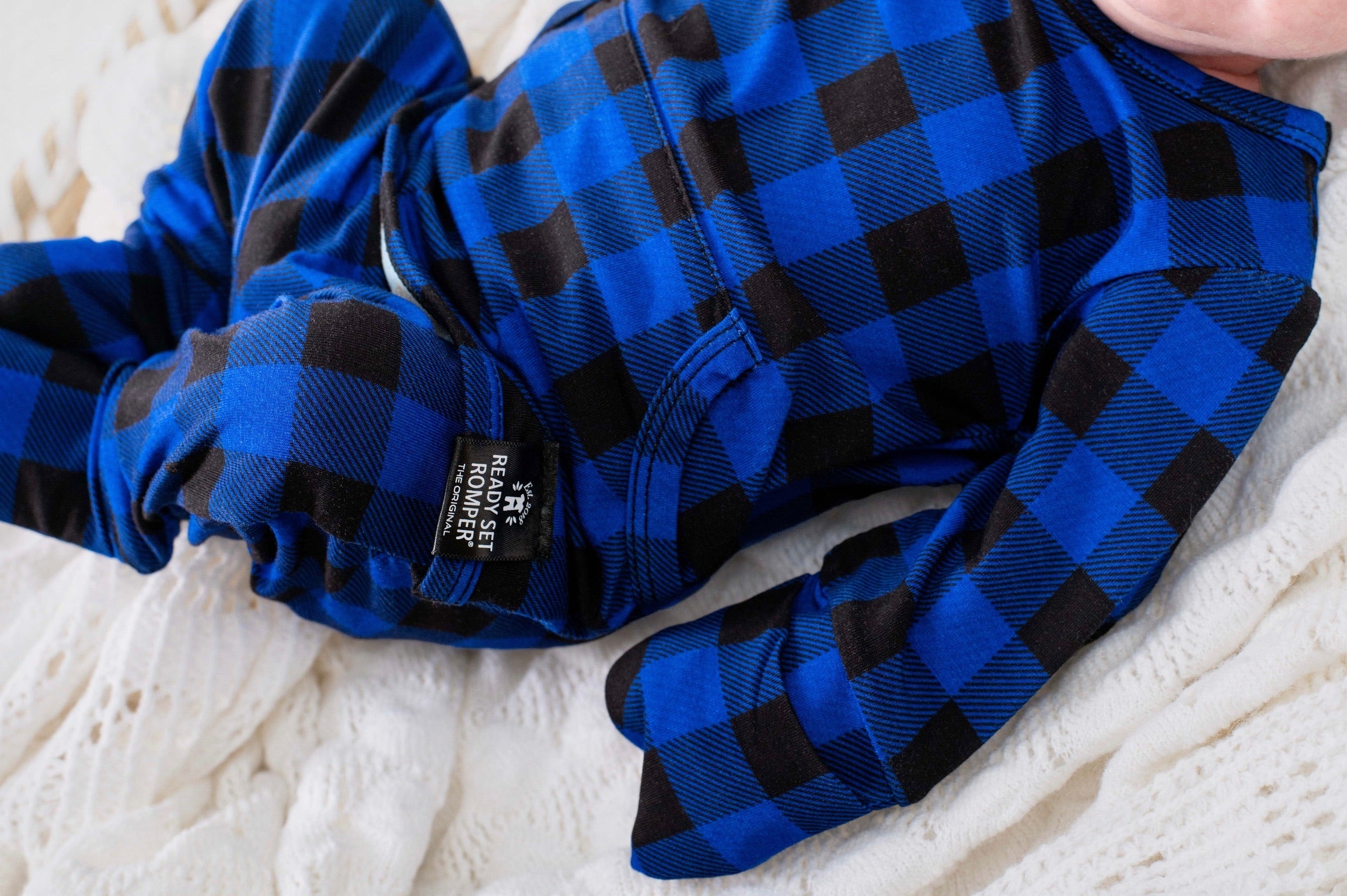 Front Opening Ready Set Romper® in Blue Buffalo Plaid