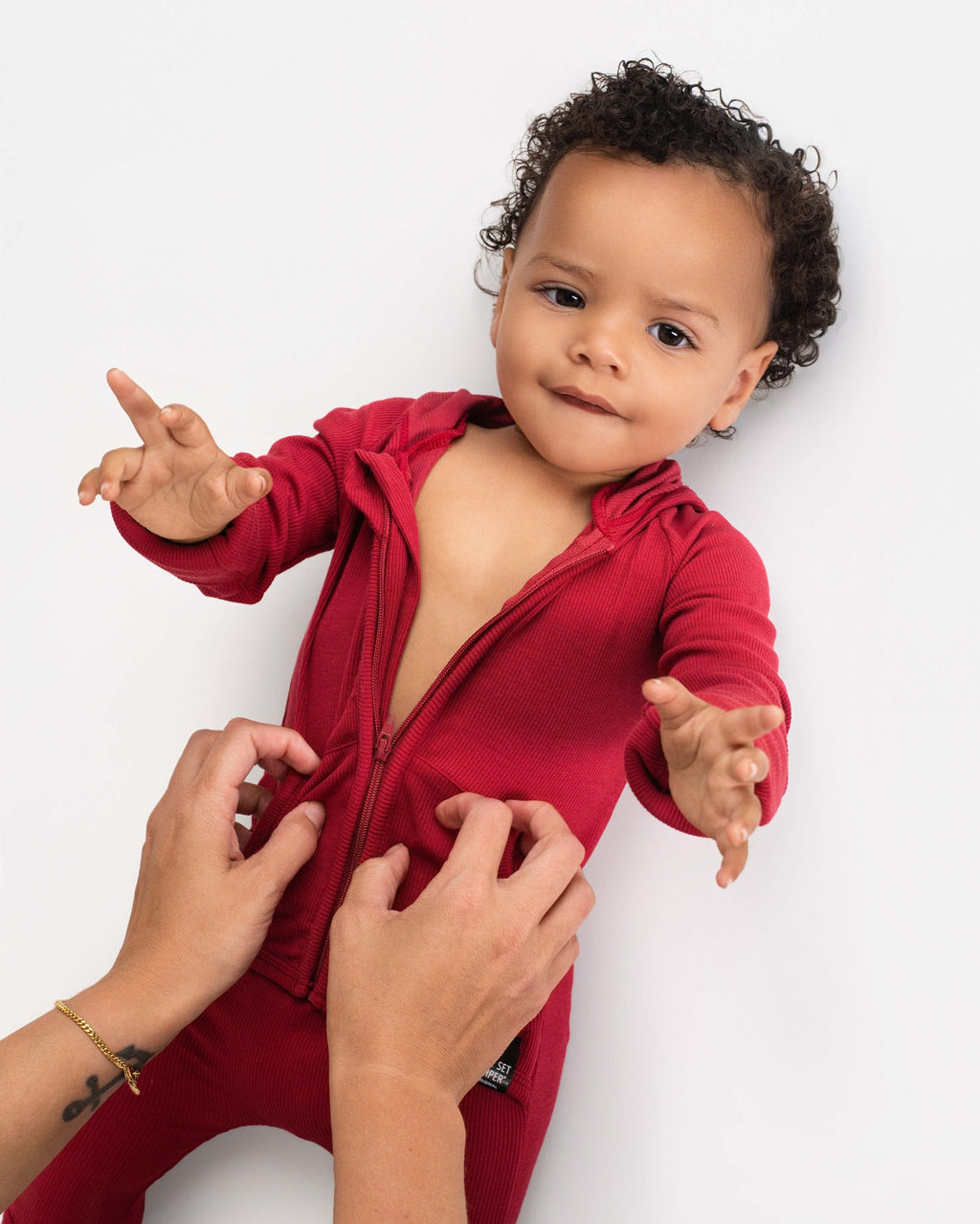 Front Opening Ready Set Romper® ZIP-IT! in Ribbed Crimson